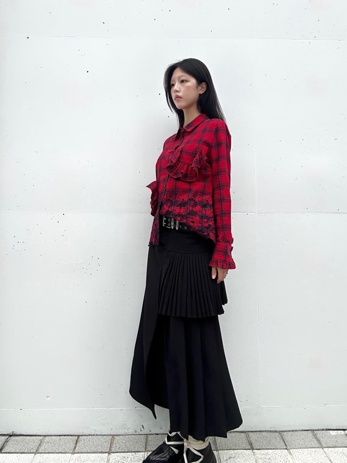 O'2nd chcek ruffle shirt / red 상품이미지1