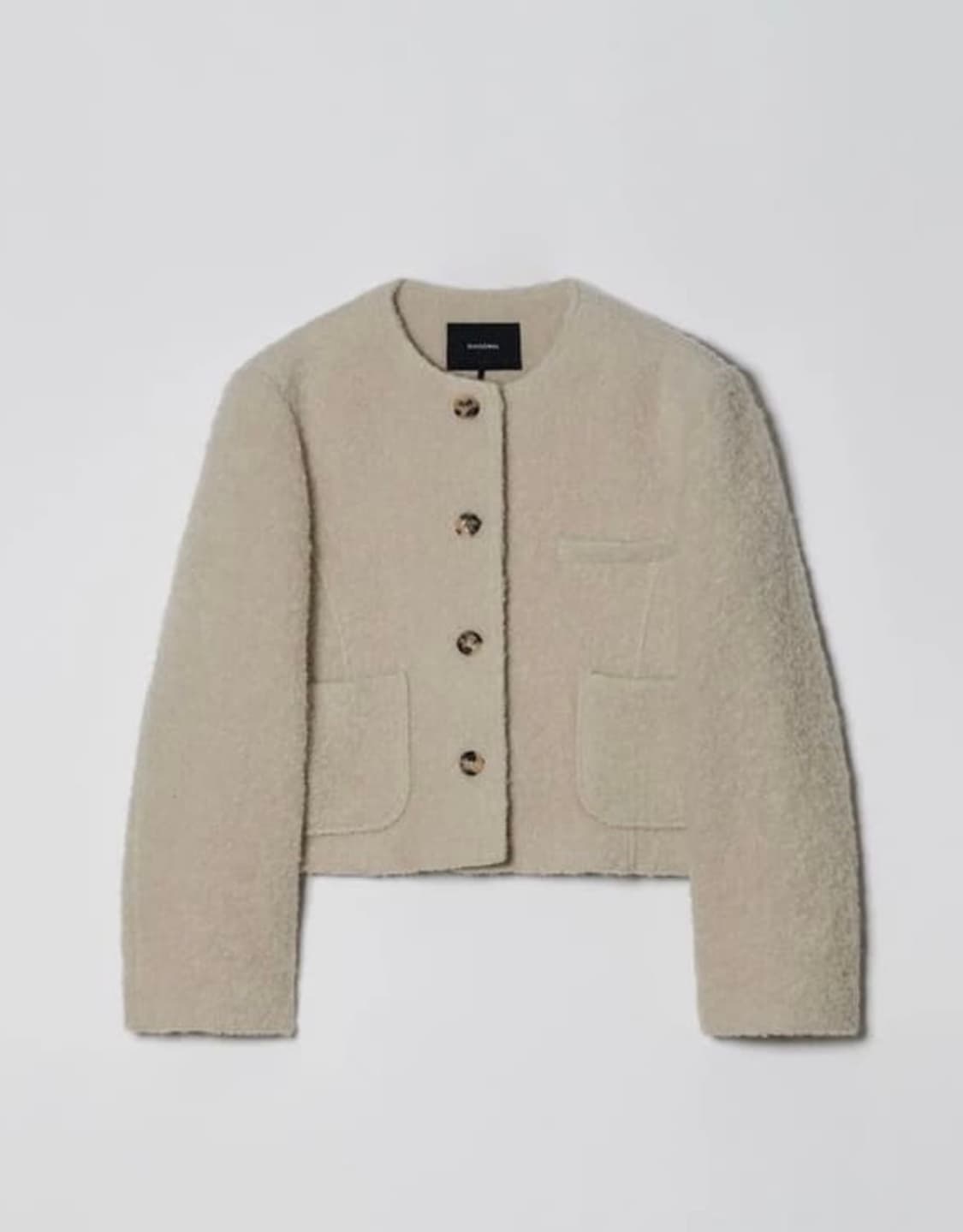 다이애그널 덤블 노카라 자켓 베이지 상품이미지1