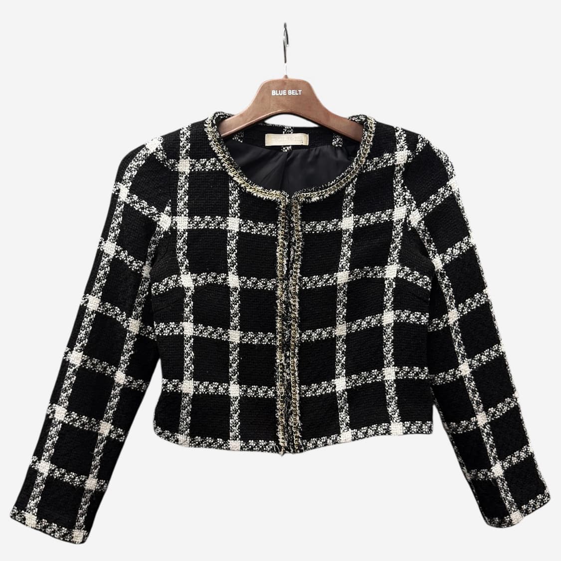 Cecil McBee 세실맥비 체크 크롭 트위드자켓 보카시 부클 금장체인 상품이미지1