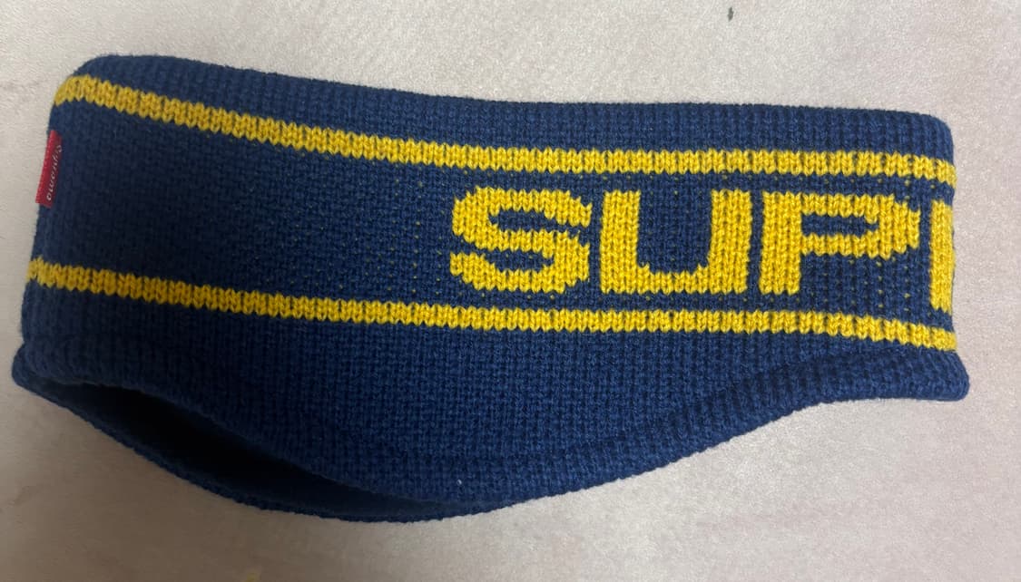 슈프림 콘트라스트 로고 헤드밴드 네이비 25FW 상품이미지4