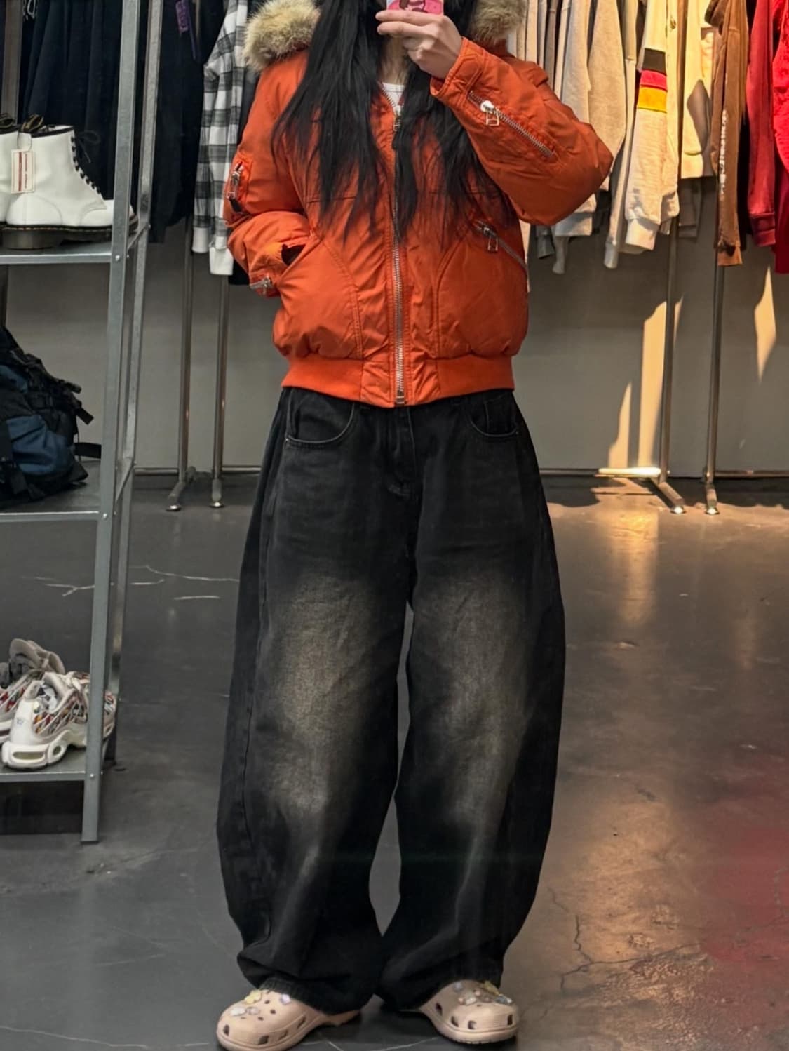 폴로랄프로렌 00s 덕다운 오렌지 크롭 봄버자켓 A3335 상품이미지1