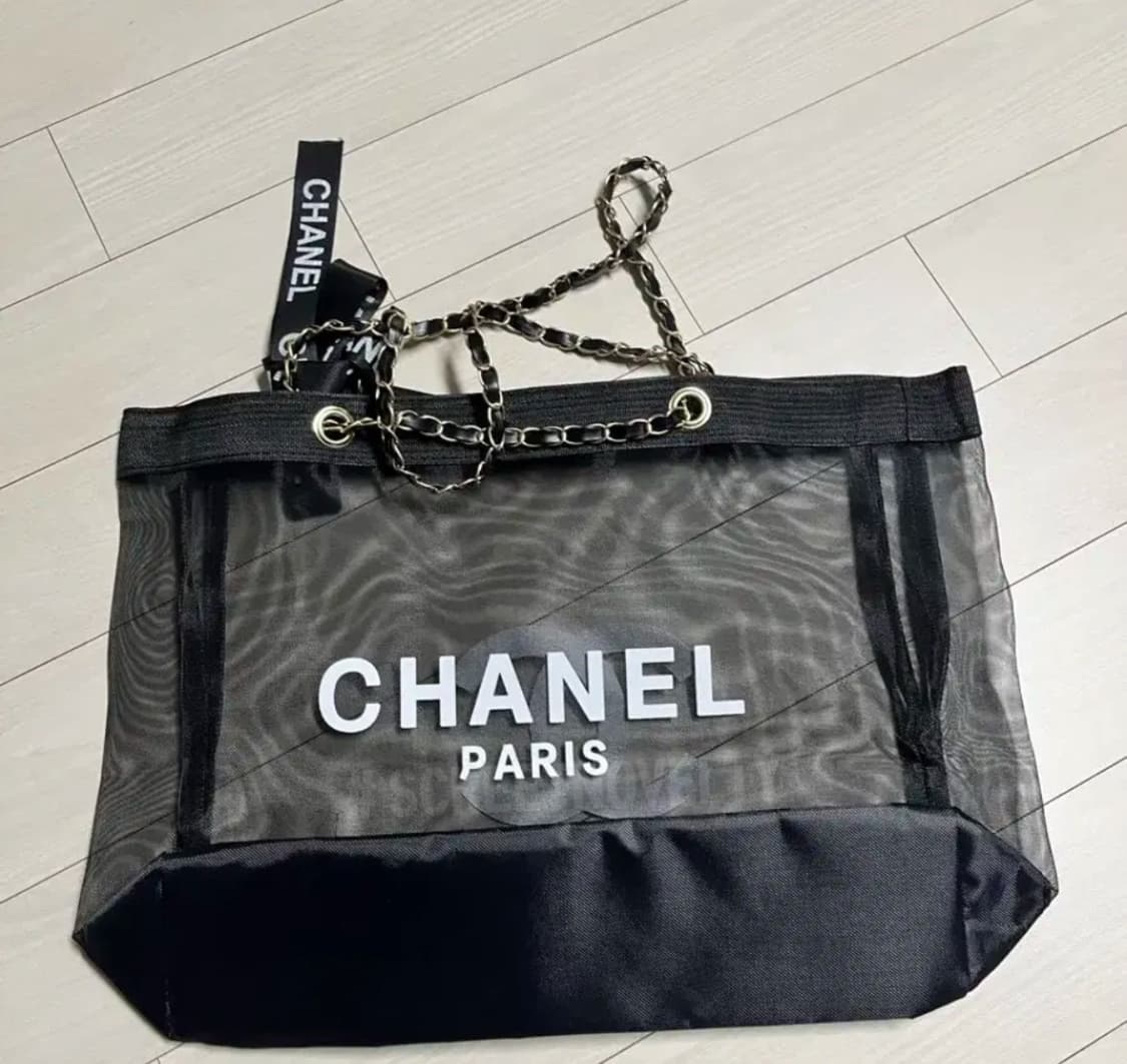 샤넬 뷰티 메쉬 비치백  골드체인 에코백  상품이미지9