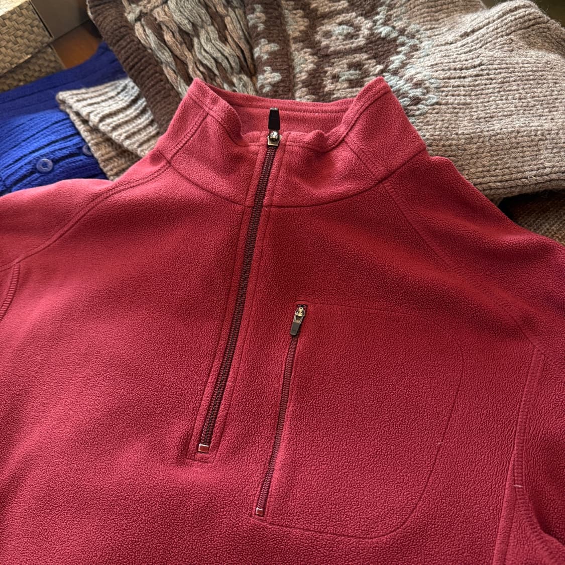 엘엘빈 플리스 하프집업 아노락 집업 버건디 상품이미지3