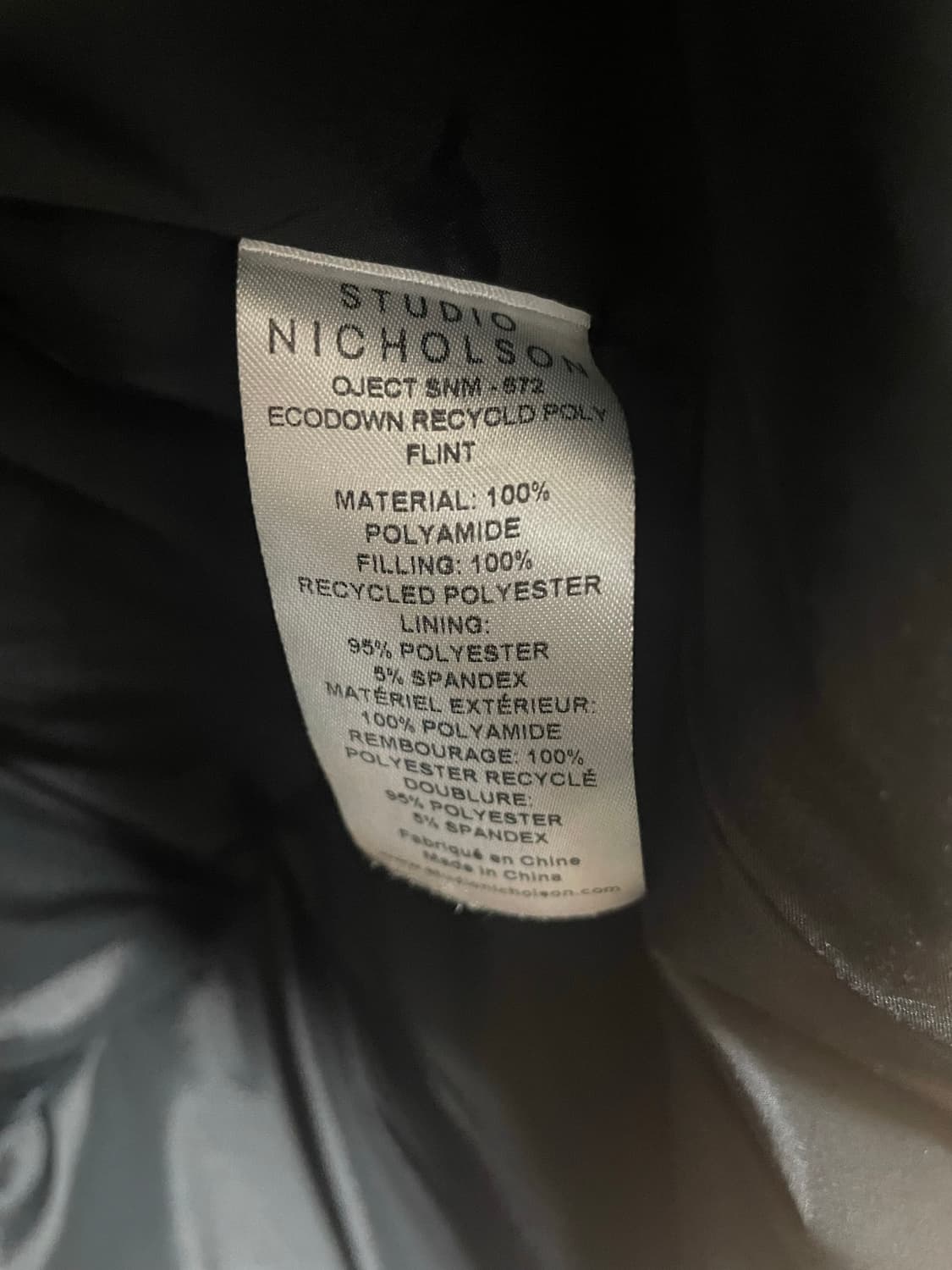 스튜디오 니콜슨 오젝트 에코다운 테크 발열 인젝션 다운 숏 자켓 플린트 상품이미지10