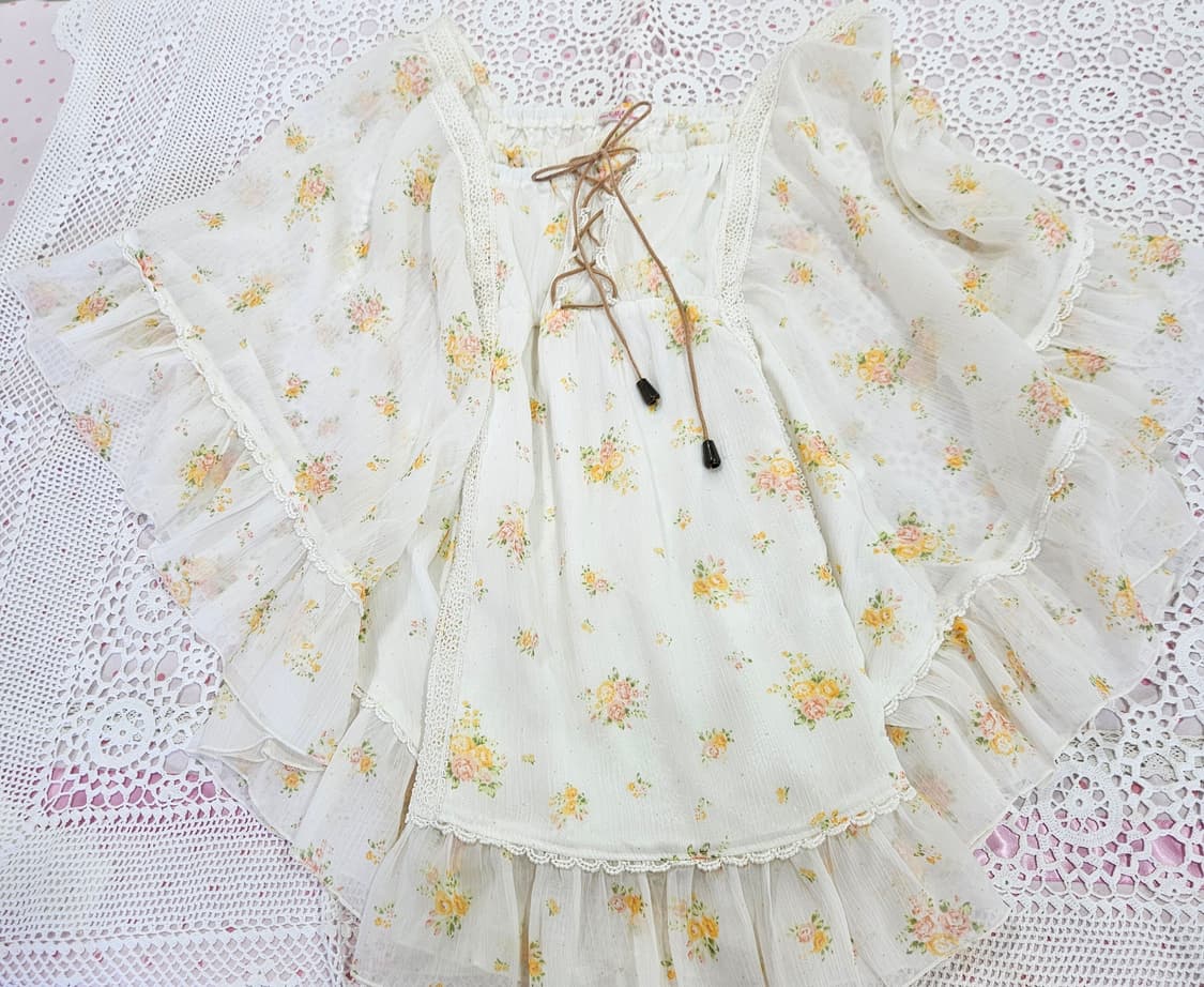 플라워 케이프 쉬폰 블라우스 상품이미지8