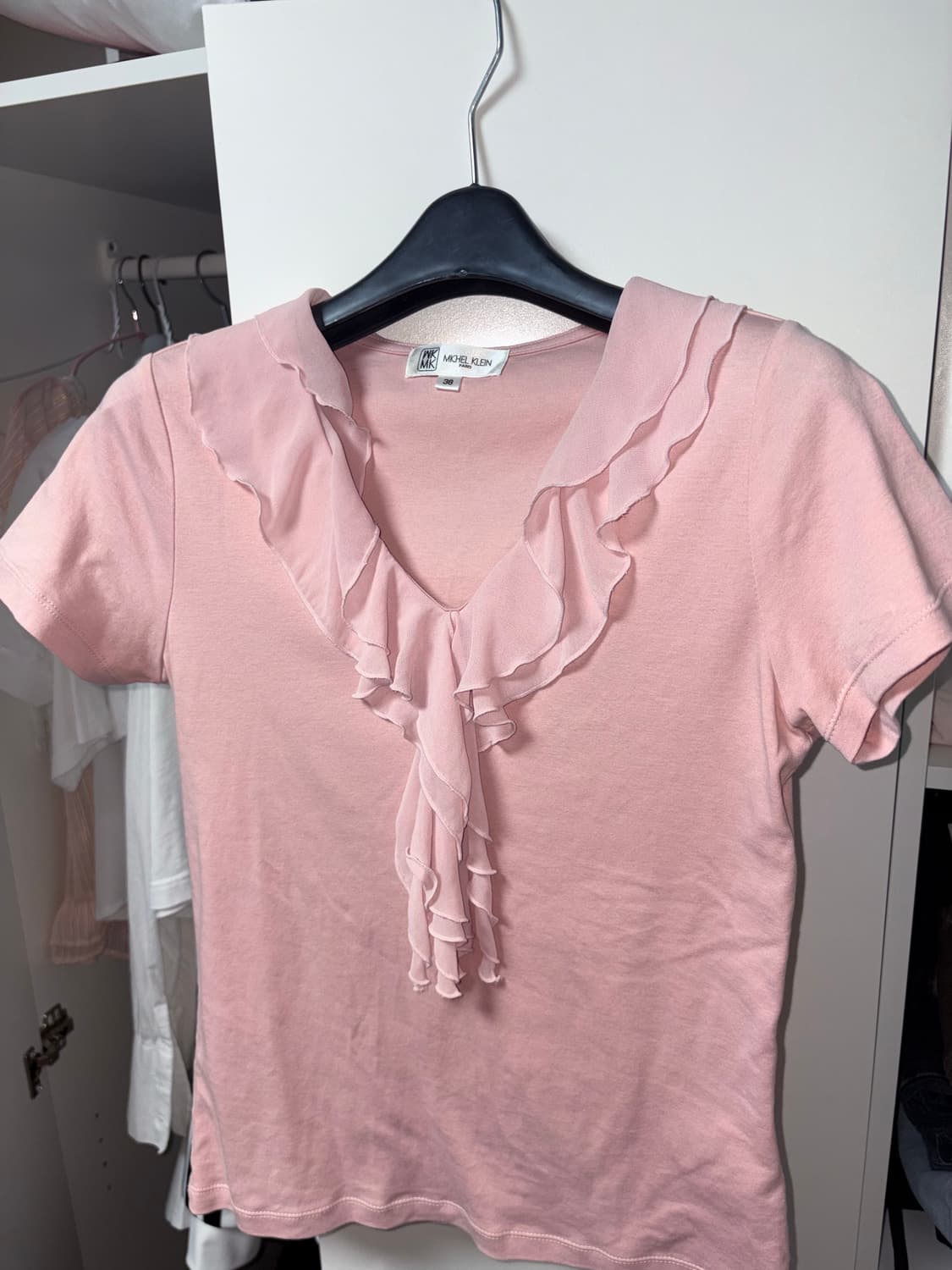 빈티지 모리걸 핑크 프릴 반팔티 상품이미지1