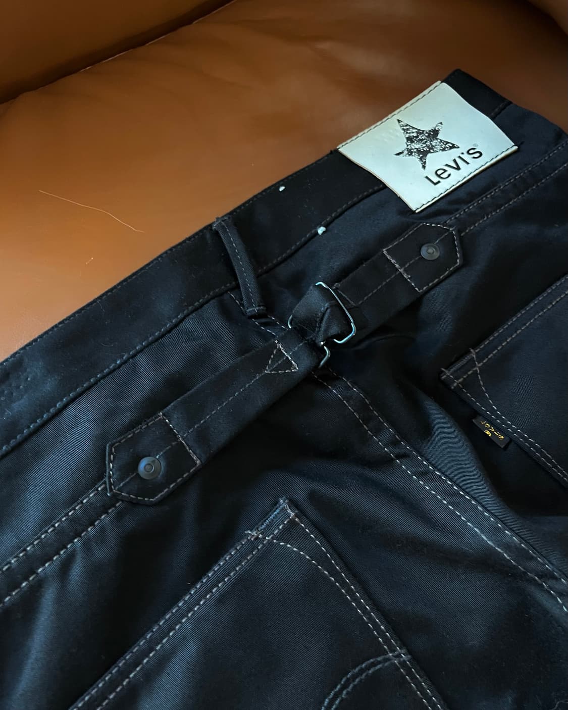 2000s Levis Japan Cinch-Back Black Jeans 상품이미지10