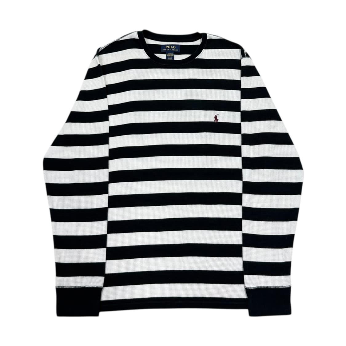 폴로 랄프로렌 와플 스트라이프 엄성현깔 긴팔티 블랙 L 상품이미지1