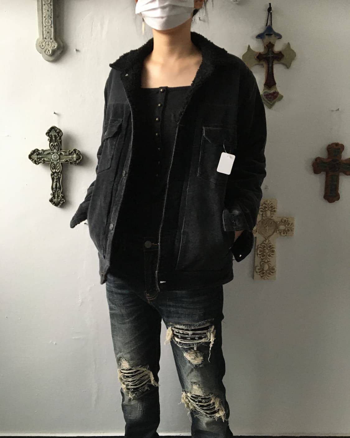 Fake fur collar denim jacket 상품이미지8