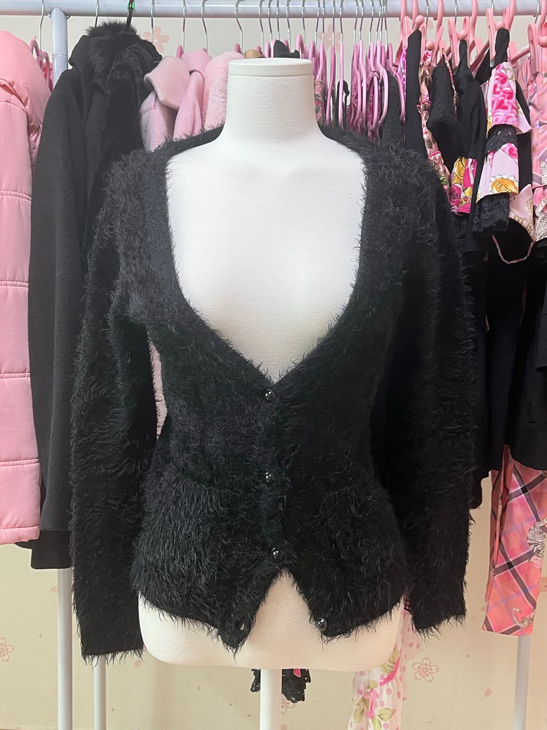 갸루 퍼 블랙 가디건 상품이미지1