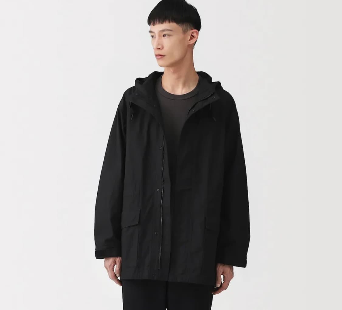 <새상품>무인양품 라보 코튼 라이트 캔버스 후드 블루종 야상 블랙 상품이미지3