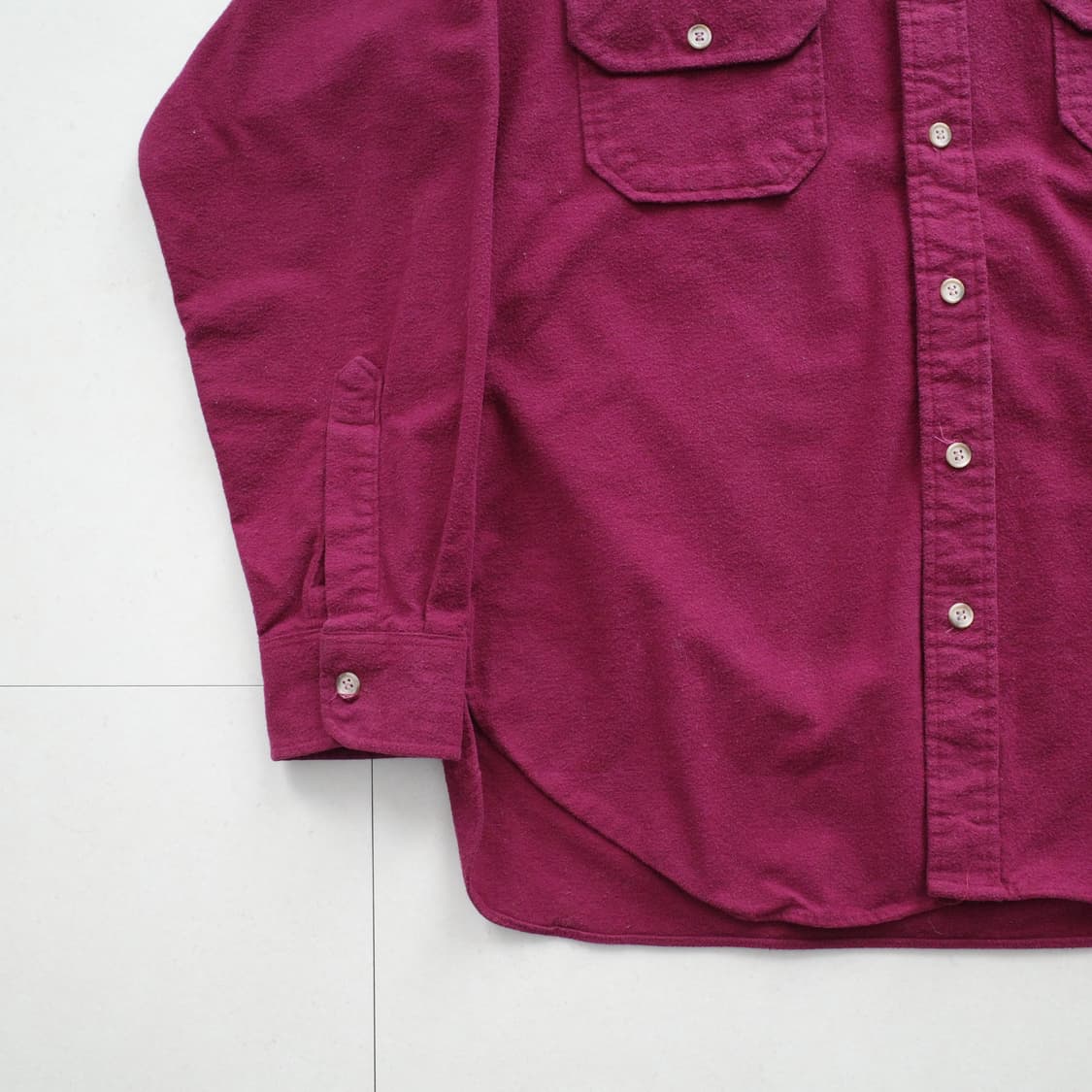 울리치 90s 헤비 플라넬 샤모아 셔츠 버건디 L MADE IN USA 상품이미지4