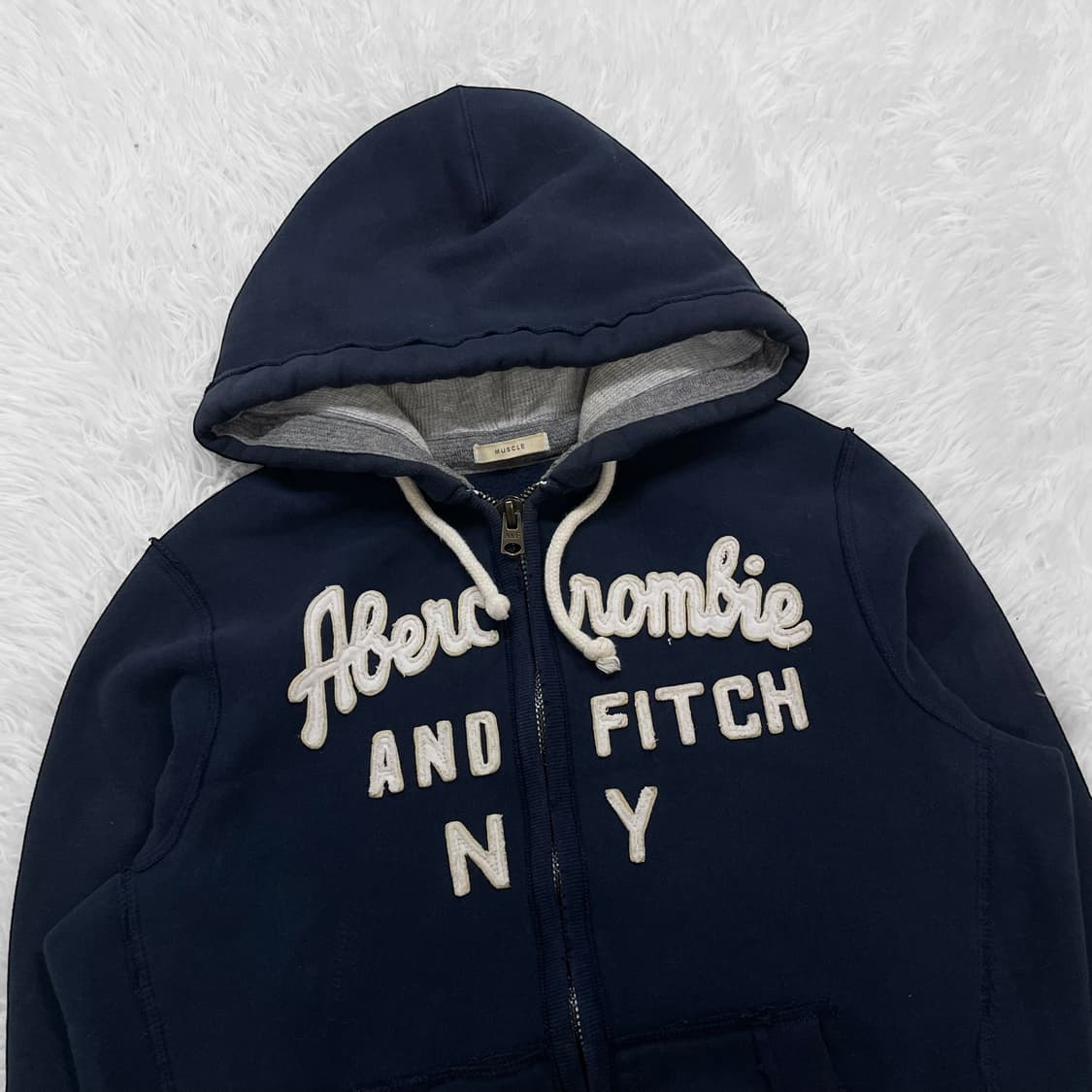아베크롬비 아치 로고 후드집업 네이비 상품이미지3