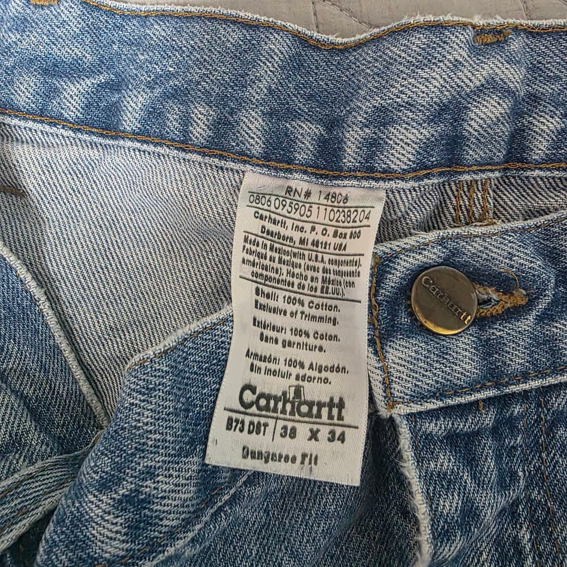[38X34] 00s 빈티지 칼하트 더블니 B73 DST 데님팬츠 B-8 상품이미지9