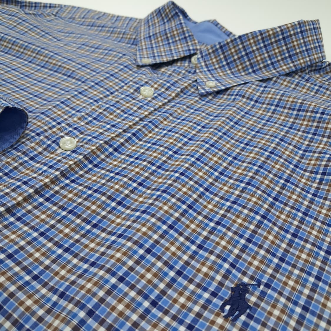 CN788 3XB 폴로 랄프로렌 네이비브라운 스몰타탄체크 긴팔 셔츠 남방 상품이미지5