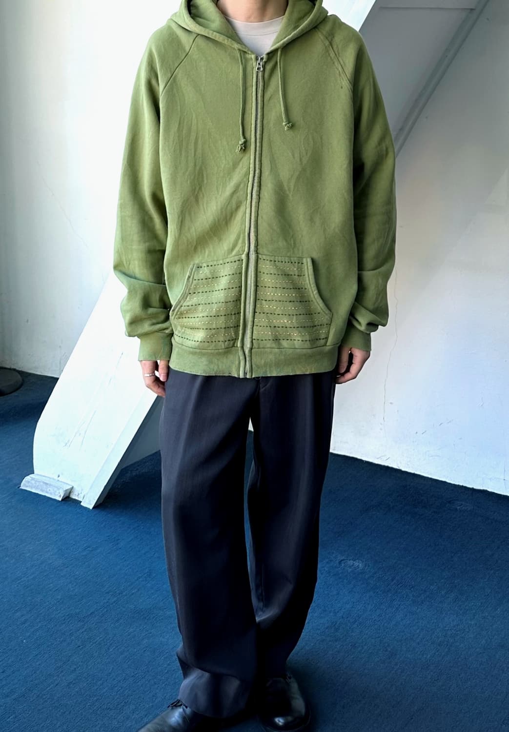 Stitch design sweat hood zip parka 상품이미지8