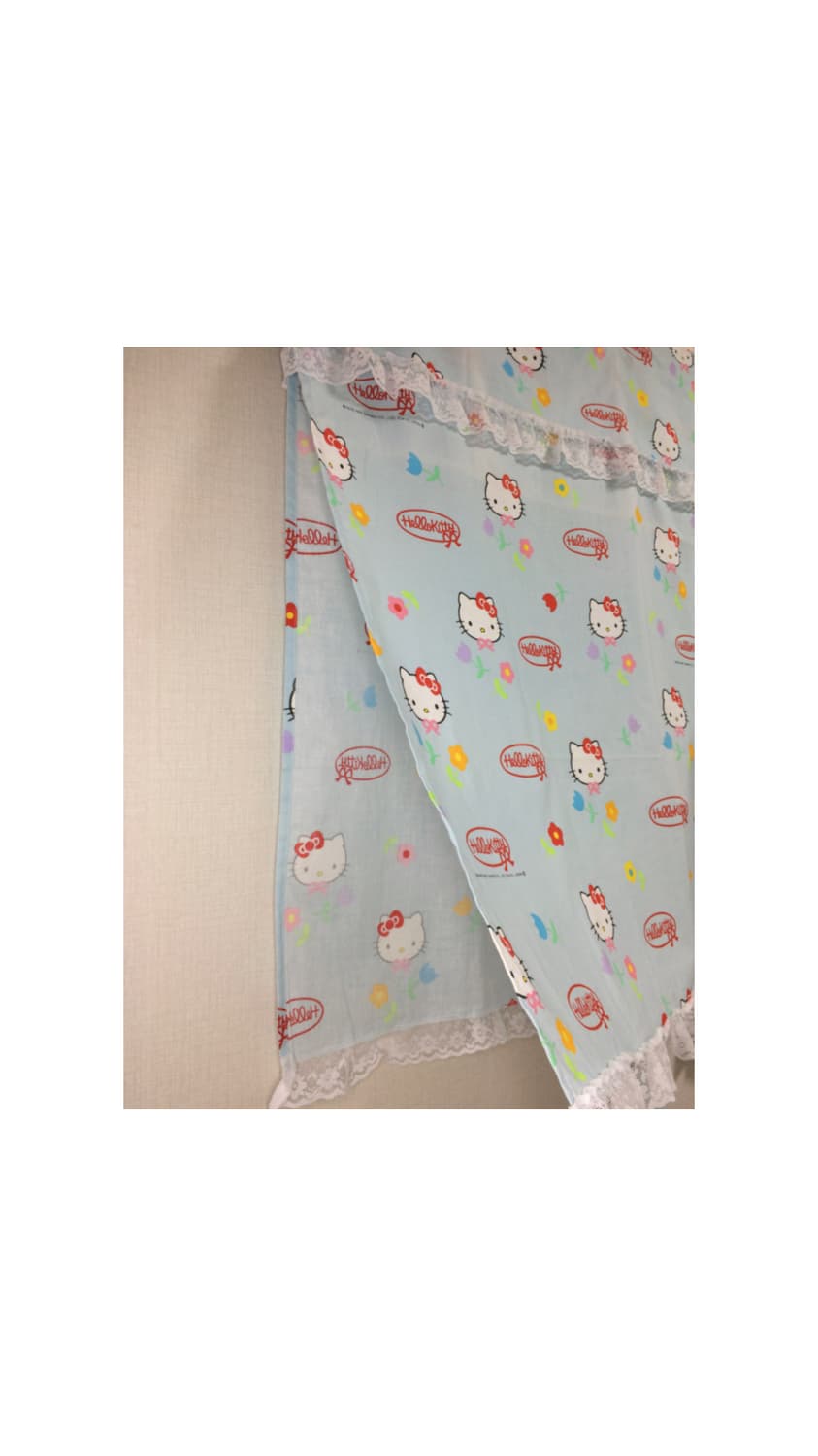 고전 헬로키티 프린팅 스카이블루 레이스 커튼 상품이미지4