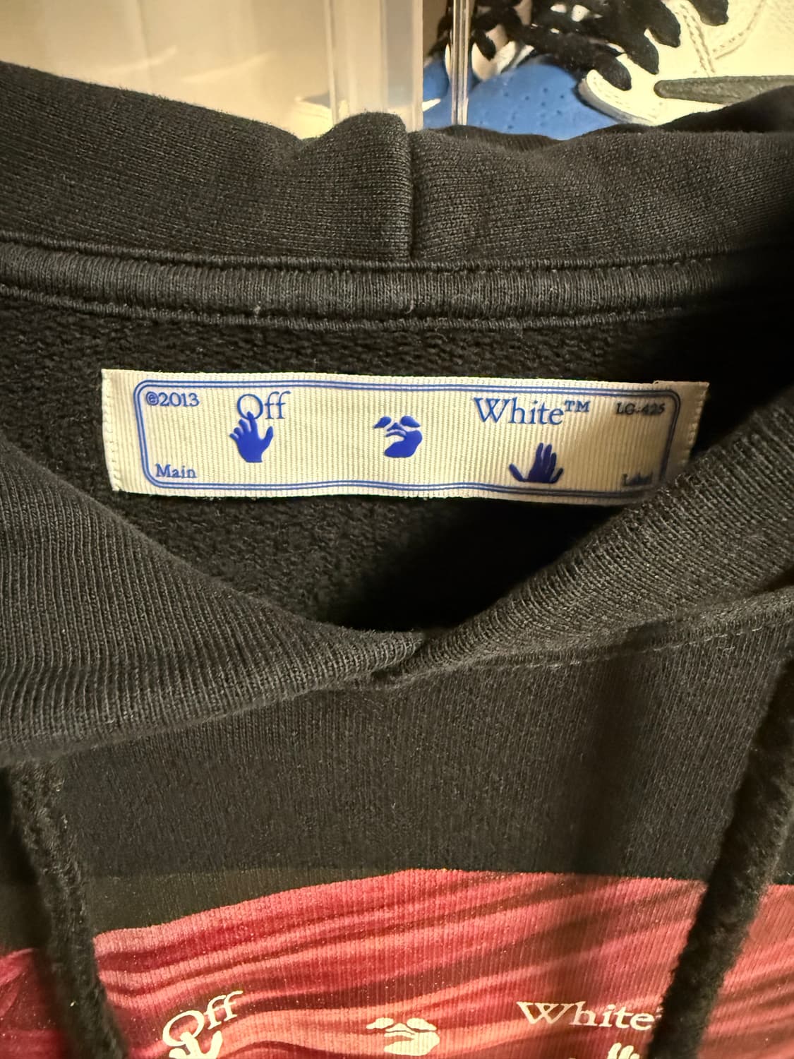 오프화이트 카라바조 블랙 후드티 L 상품이미지3