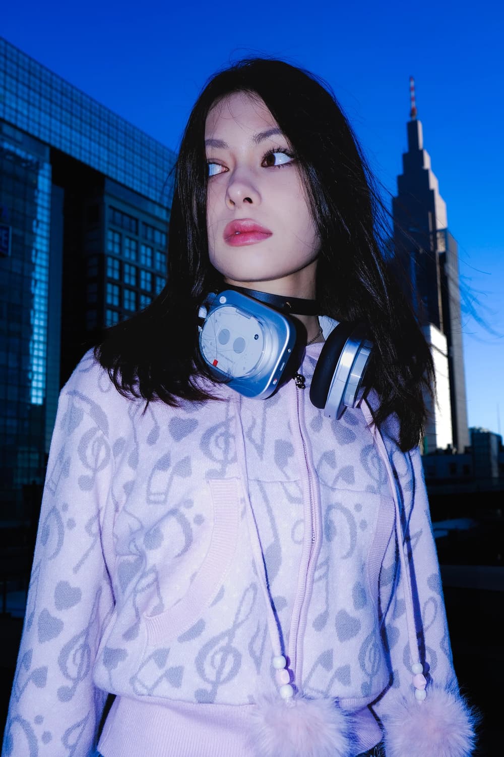 멜로디 폼폼 니트 후드집업 상품이미지2