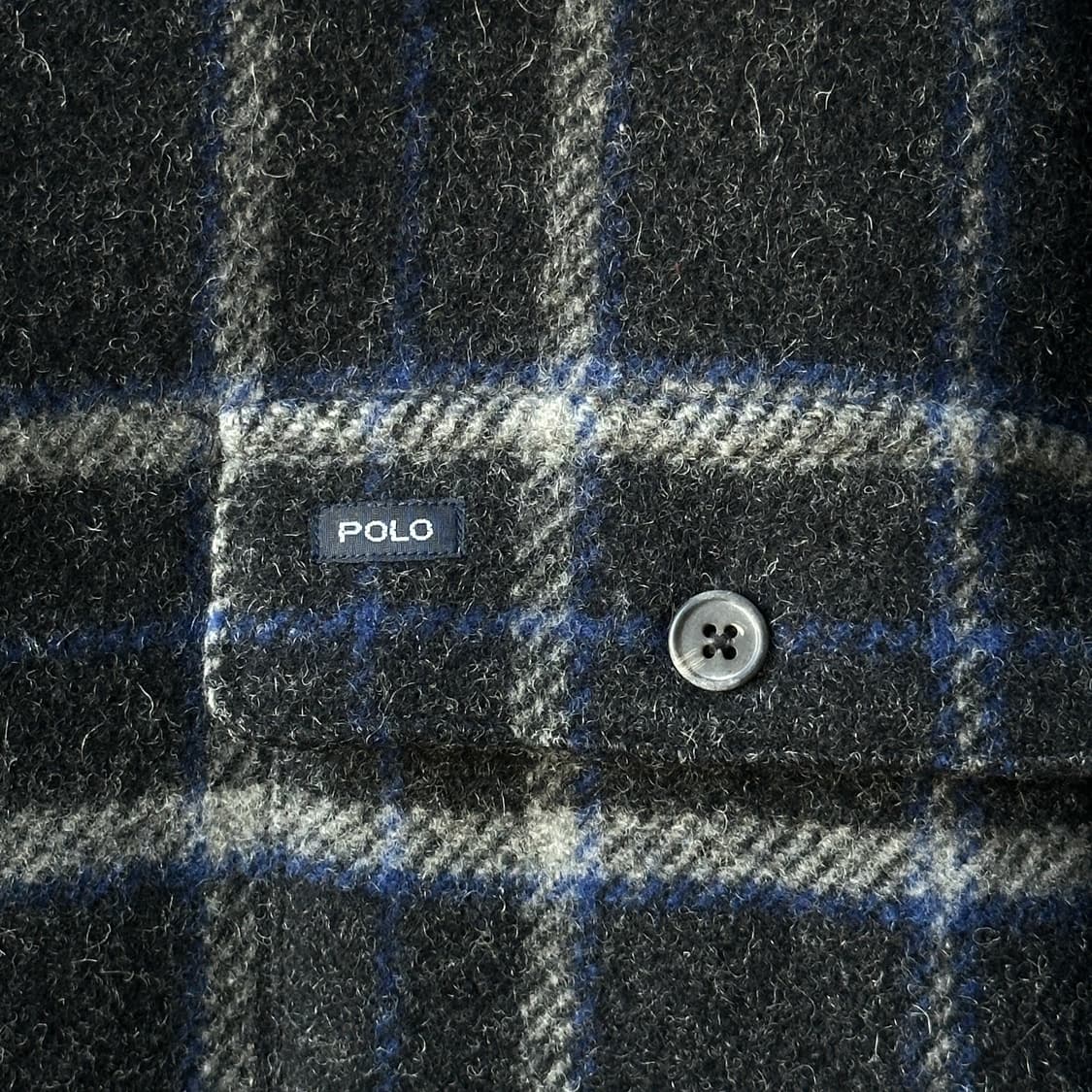 90s 빈티지 폴로 랄프로렌 헤비웨이트 울 체크 셔츠 차콜 105 상품이미지5