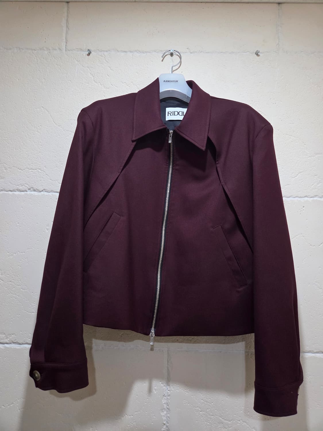 리들 riddle 크롭 울 자켓 버건디 3사이즈 상품이미지3