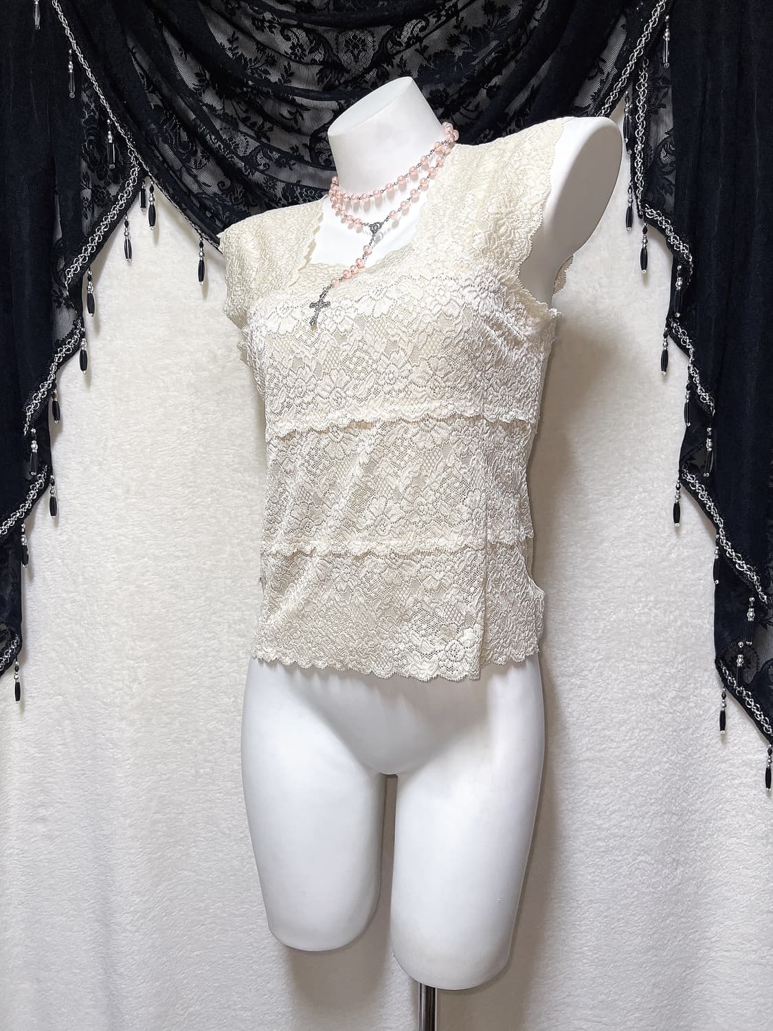 로맨틱고딕 갸루 오리엔탈 레이스 슬리브리스 나시 로걀탑 페어리 핀터 엔틱 상품이미지6