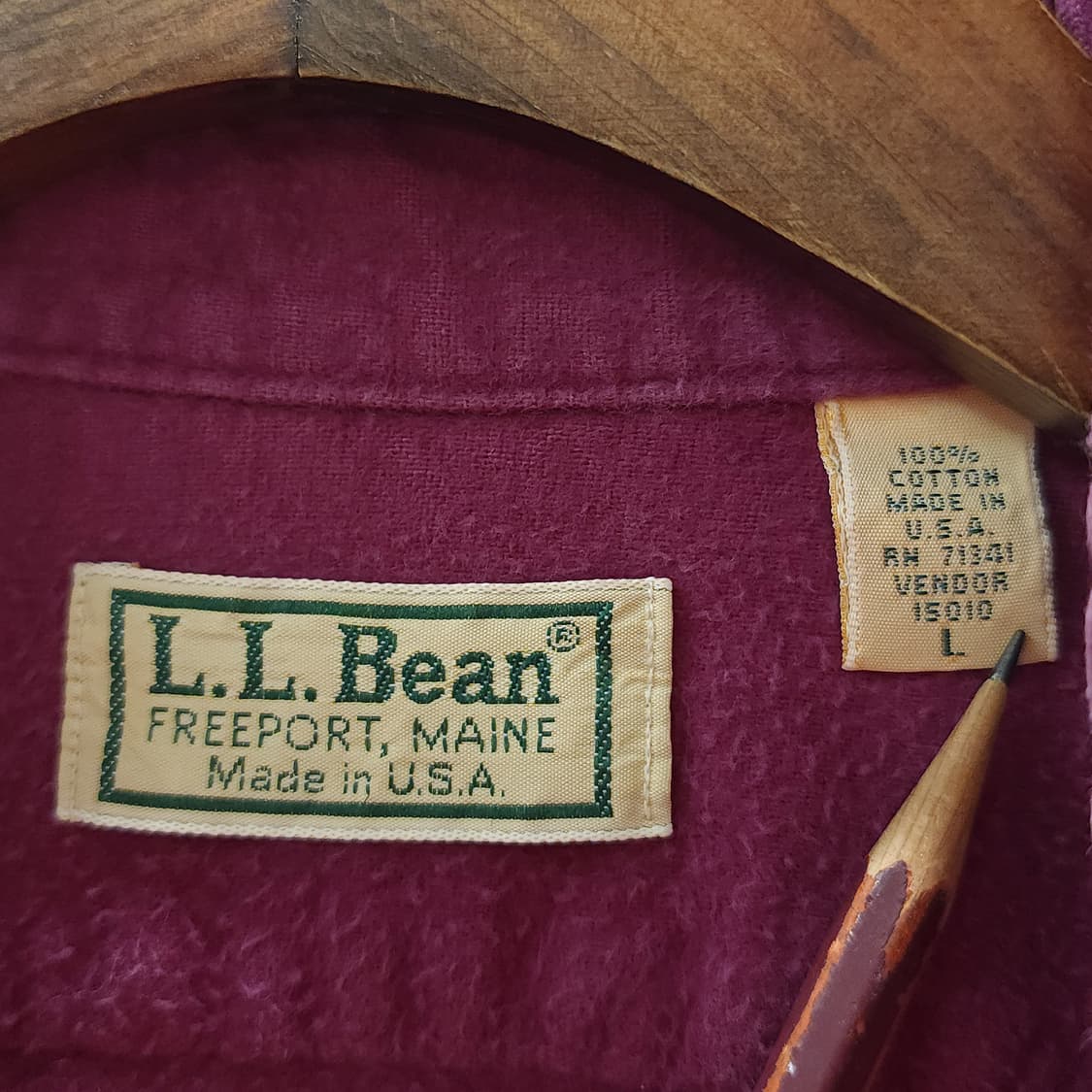 90s 엘엘빈 워크셔츠 헤비코튼 투포켓 샤모아 셔츠 퍼플 라이트 L 상품이미지6