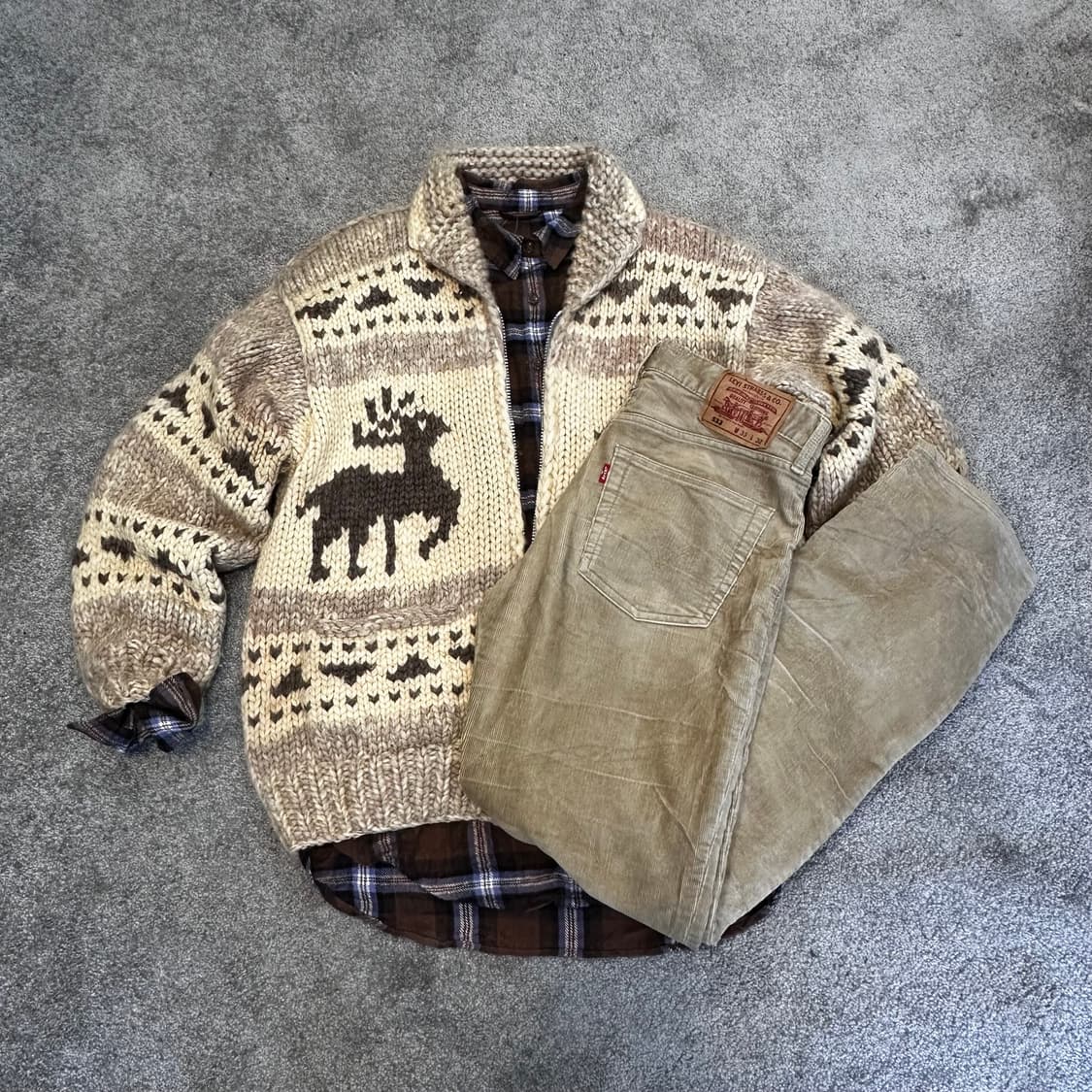 캐나다 베이지핑크 코위찬 헤비울 가디건L 상품이미지9