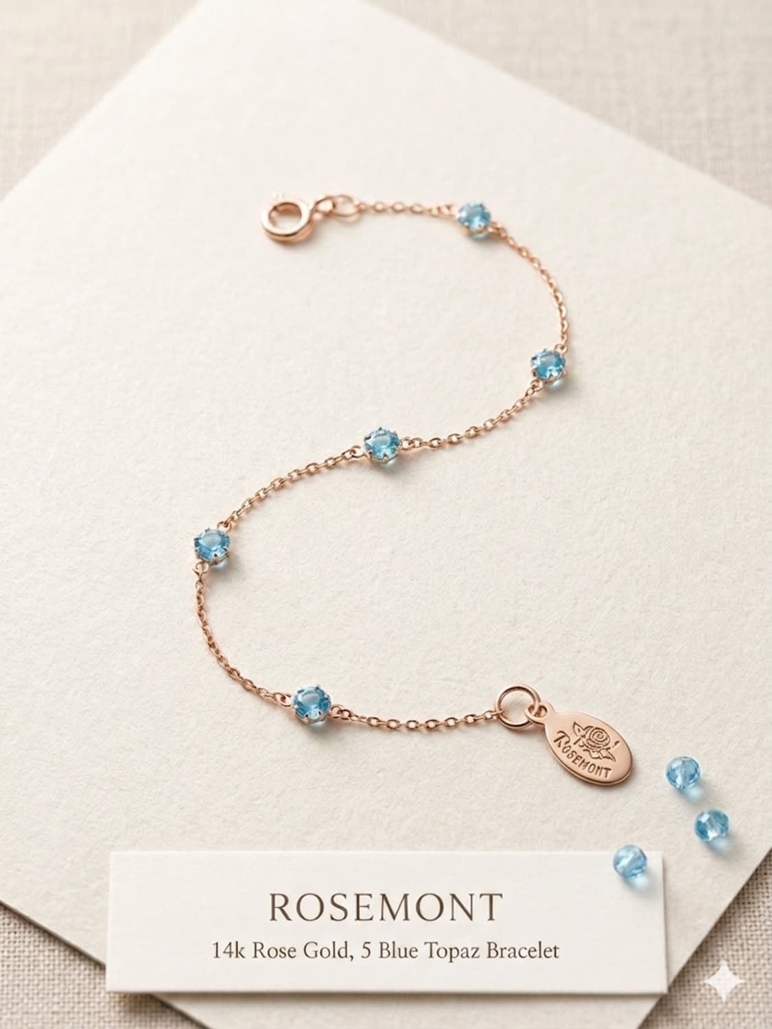 로즈몽 정품 14K 로즈골드 런던블루 토파즈 팔찌 | 풀구성 | 택포 상품이미지1