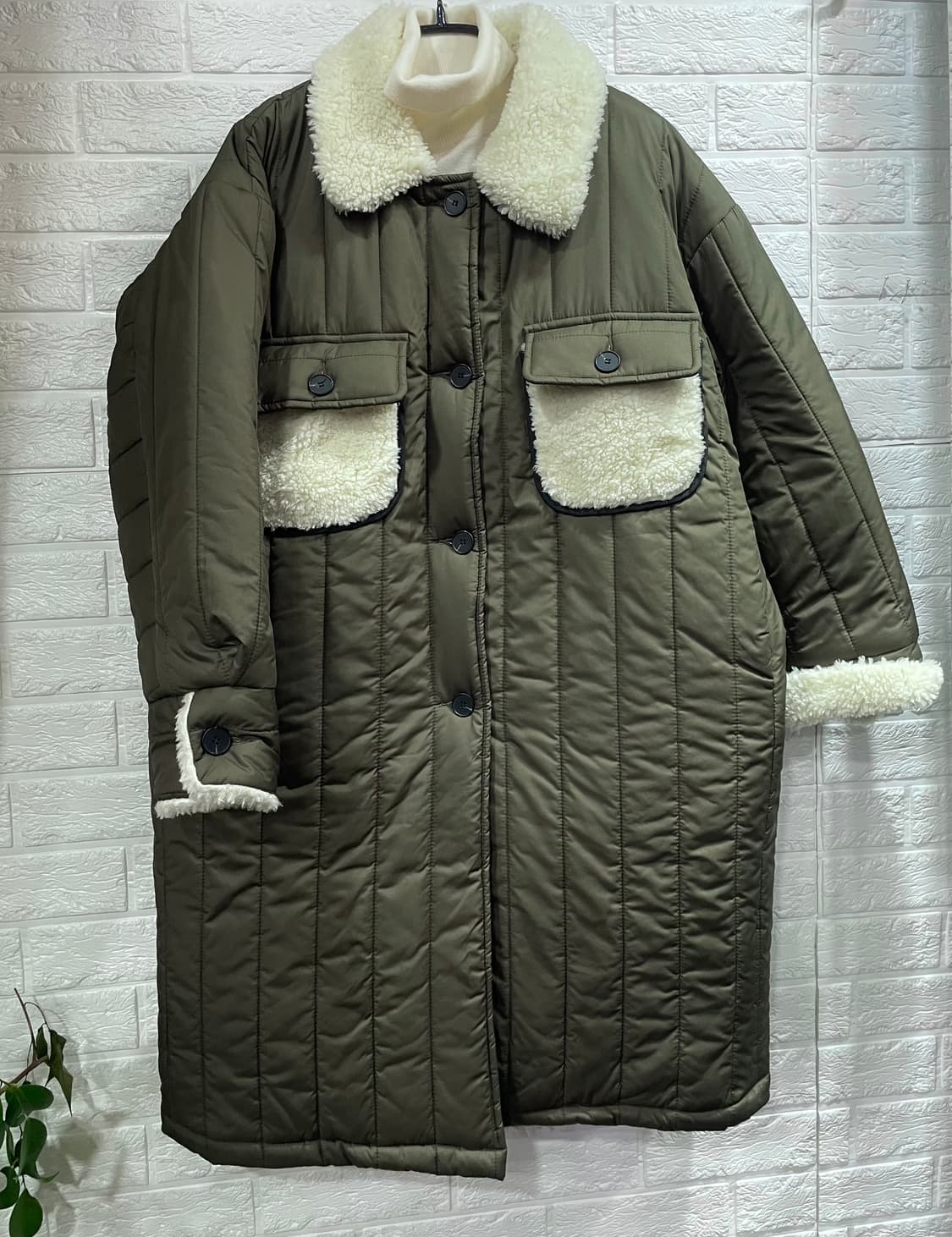 수입 양털 누빔자켓 누빔패딩 카키패딩 누빔코트 상품이미지2