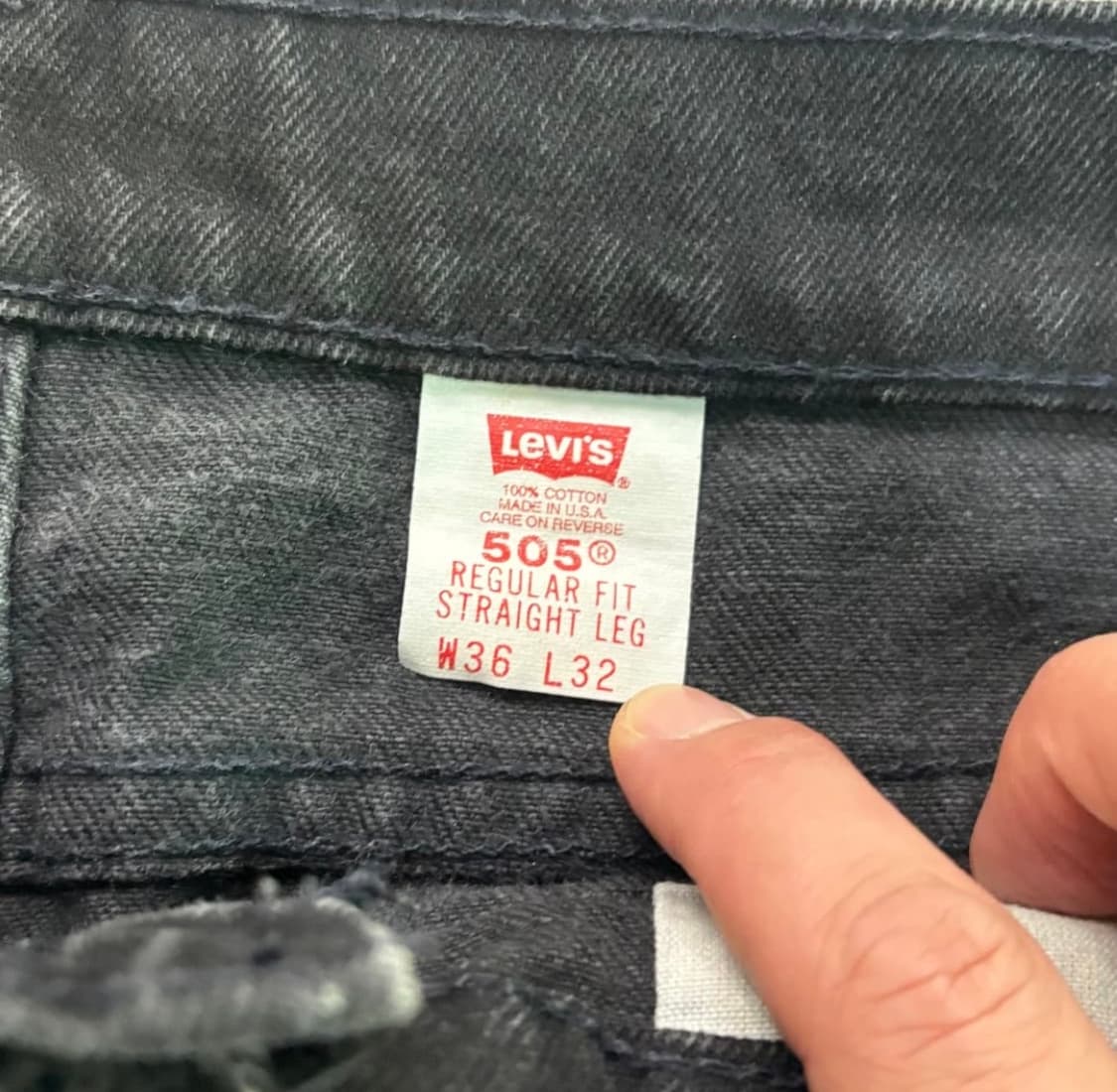 [36/32] 90s USA 리바이스 505 오렌지 탭 블랙 흑청 상품이미지4