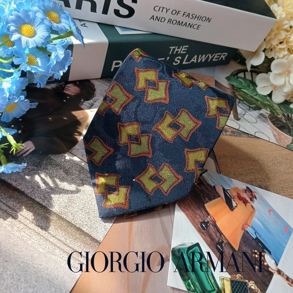 조르지오 아르마니 네이비 기하 패턴 넥타이 9.5cm A+등급 G26
 상품이미지2