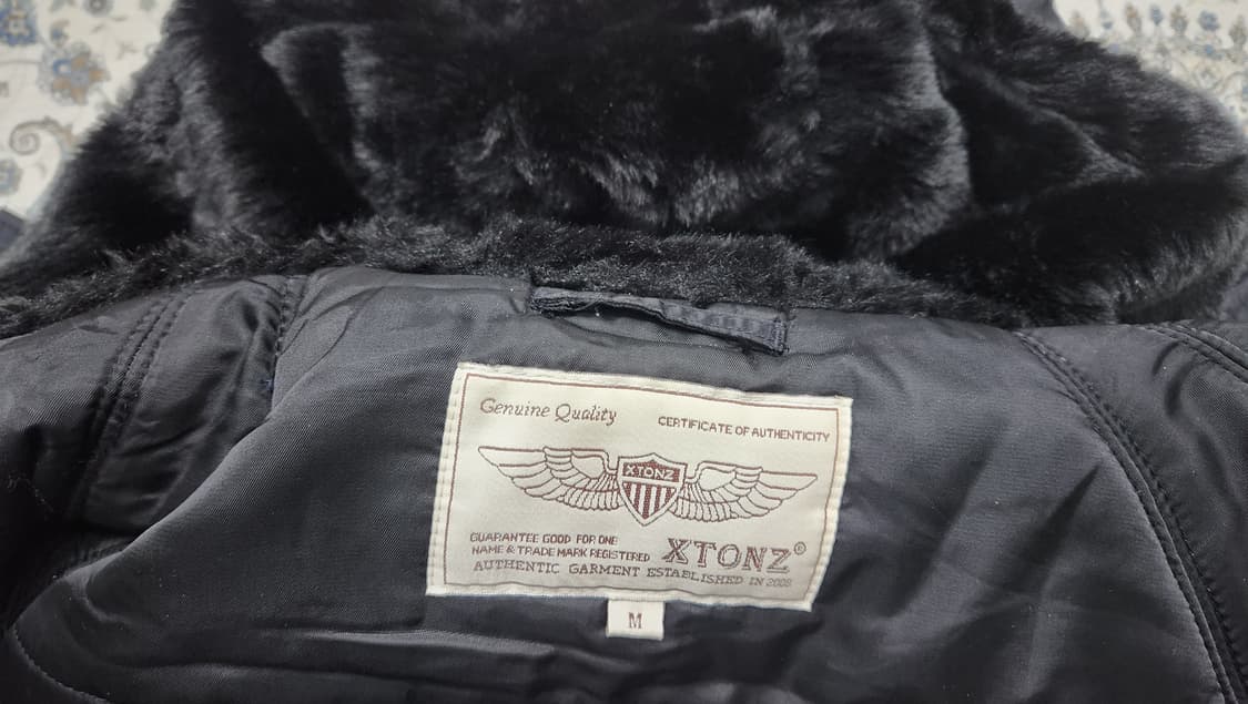 X TONZ 블랙 N3B 야상 후드 퍼 자켓 M 상품이미지7