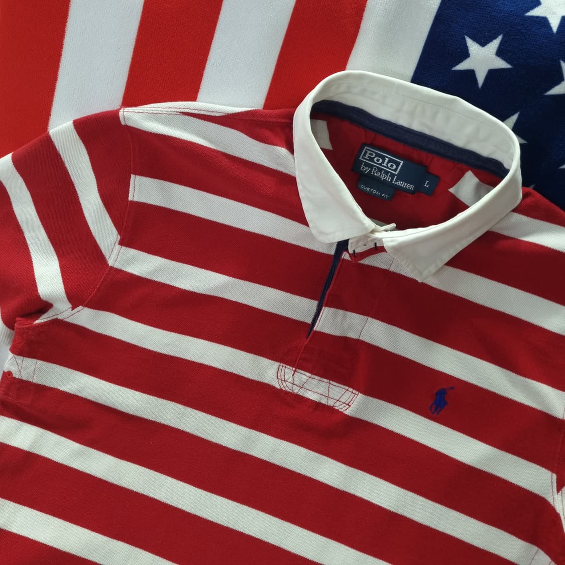 폴로 랄프로렌 스트라이프 럭비 PK 카라티 남녀공용 치프키프 상품이미지2