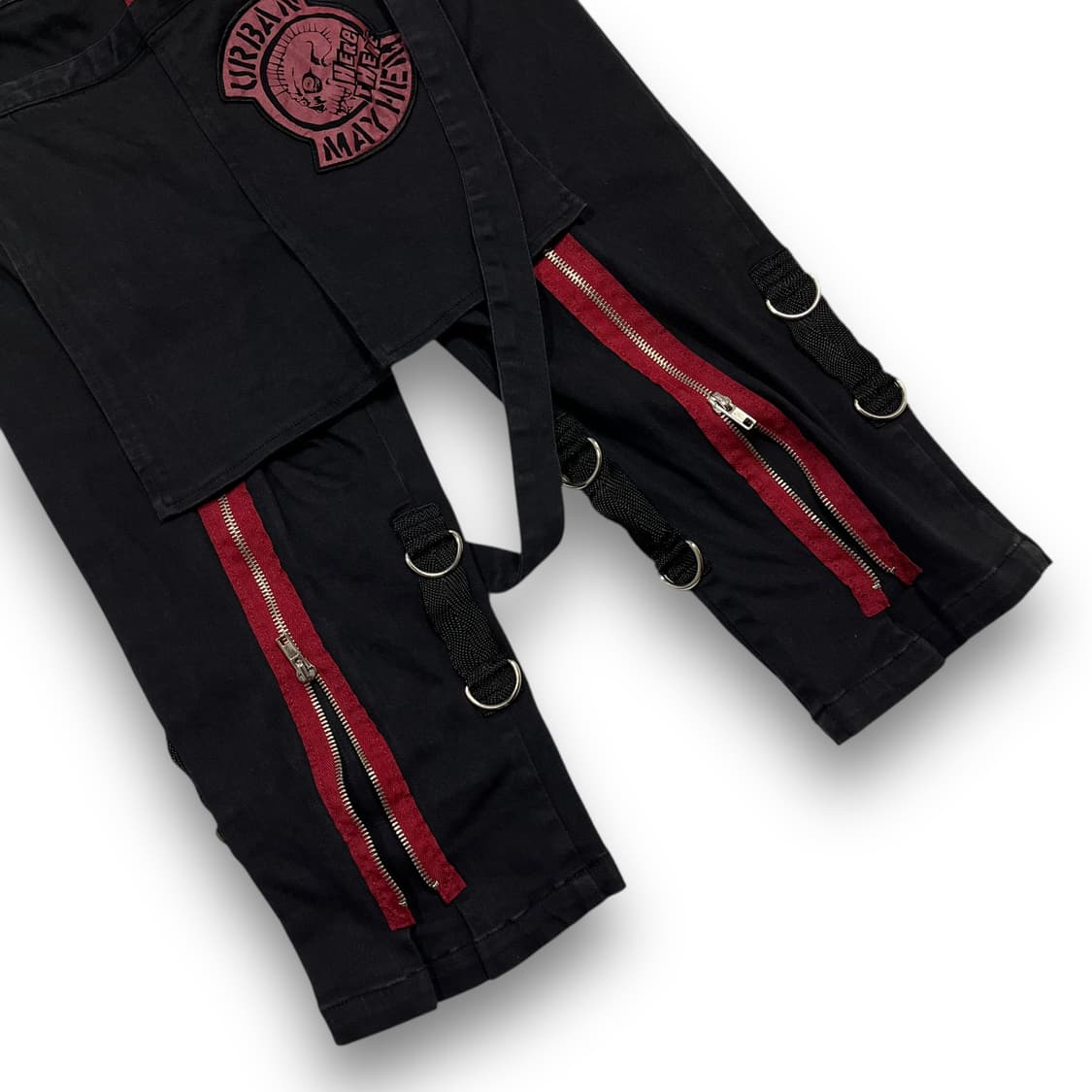 펑크 Here There 매니악 본디지 다중 레드 지퍼 반바지 상품이미지3