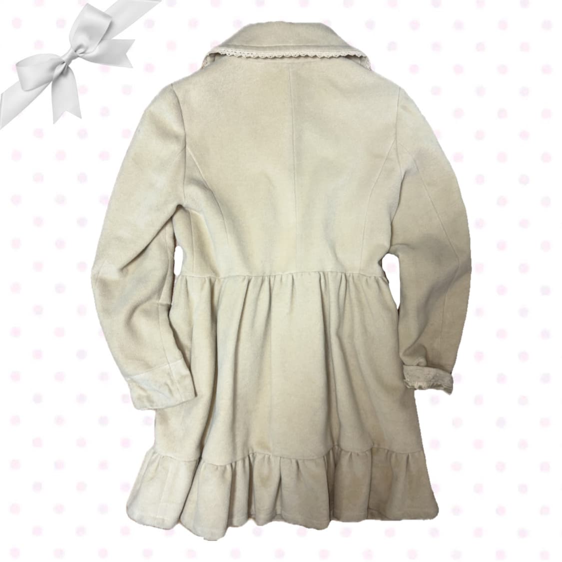 엑시즈팜 아이보리레몬맛 레이스 코트 캉캉프릴 롱코트 상품이미지5