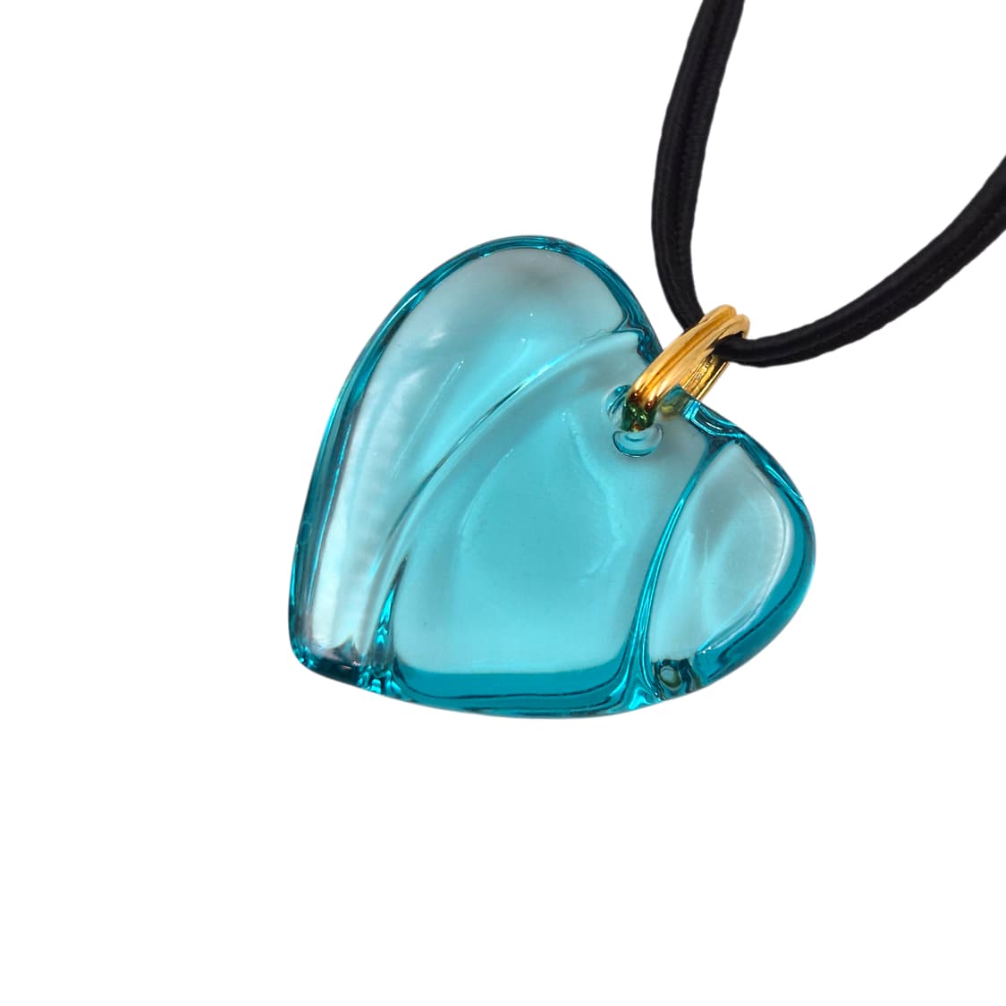 90s 프랑스 바칼라 크리스탈 아쿠아 빅 하트 목걸이 상품이미지6