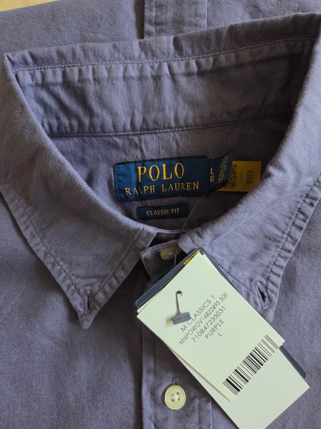 폴로 클래식핏 가먼트 다이 옥스포트 셔츠 연보라 L 상품이미지3