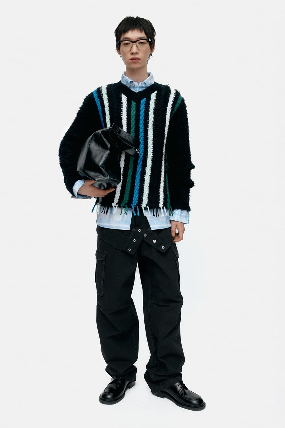 [28] 앤더슨벨 유니섹스 더블 웨이스트 워크 와이드레그 진 블랙 상품이미지1