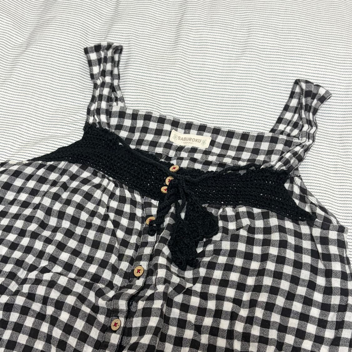 일본 빈티지 모리걸 체크 나시 상품이미지2