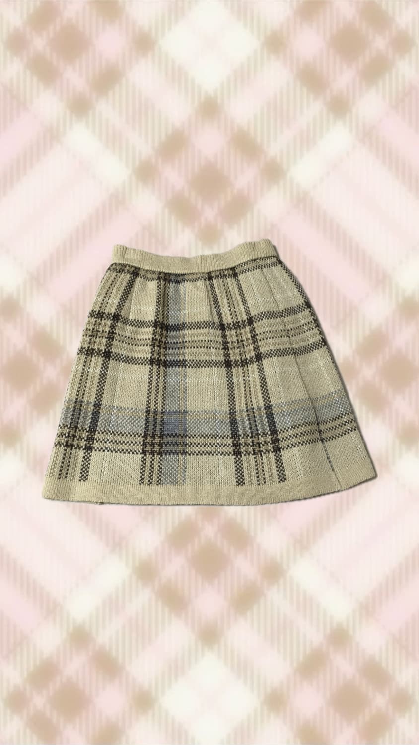 라떼 체크 니트 스커트 치마 히메 갸루 러블리 로걀 모리 니혼진 빈티지 상품이미지1