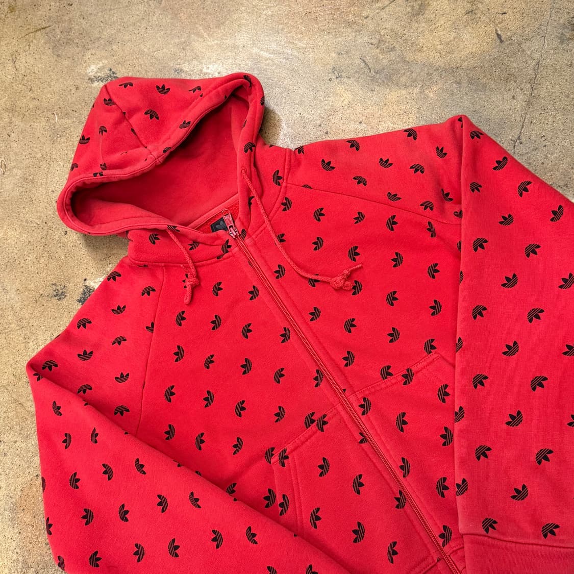 아디다스 파이어버드 패턴 도트 오렌지 레드 후드집업 38 상품이미지1