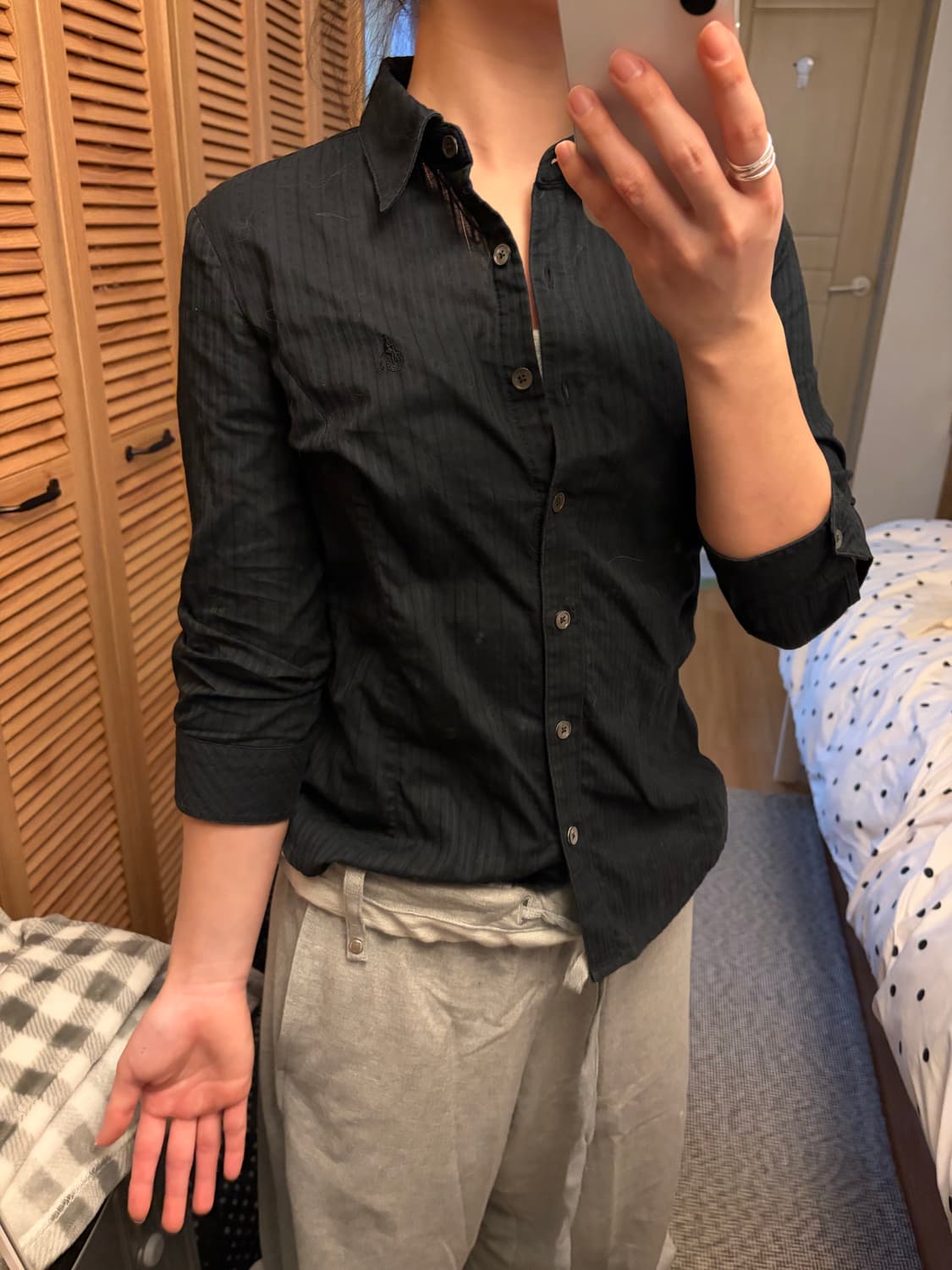 빈폴 7부 셔츠 블랙 슬림핏 상품이미지2