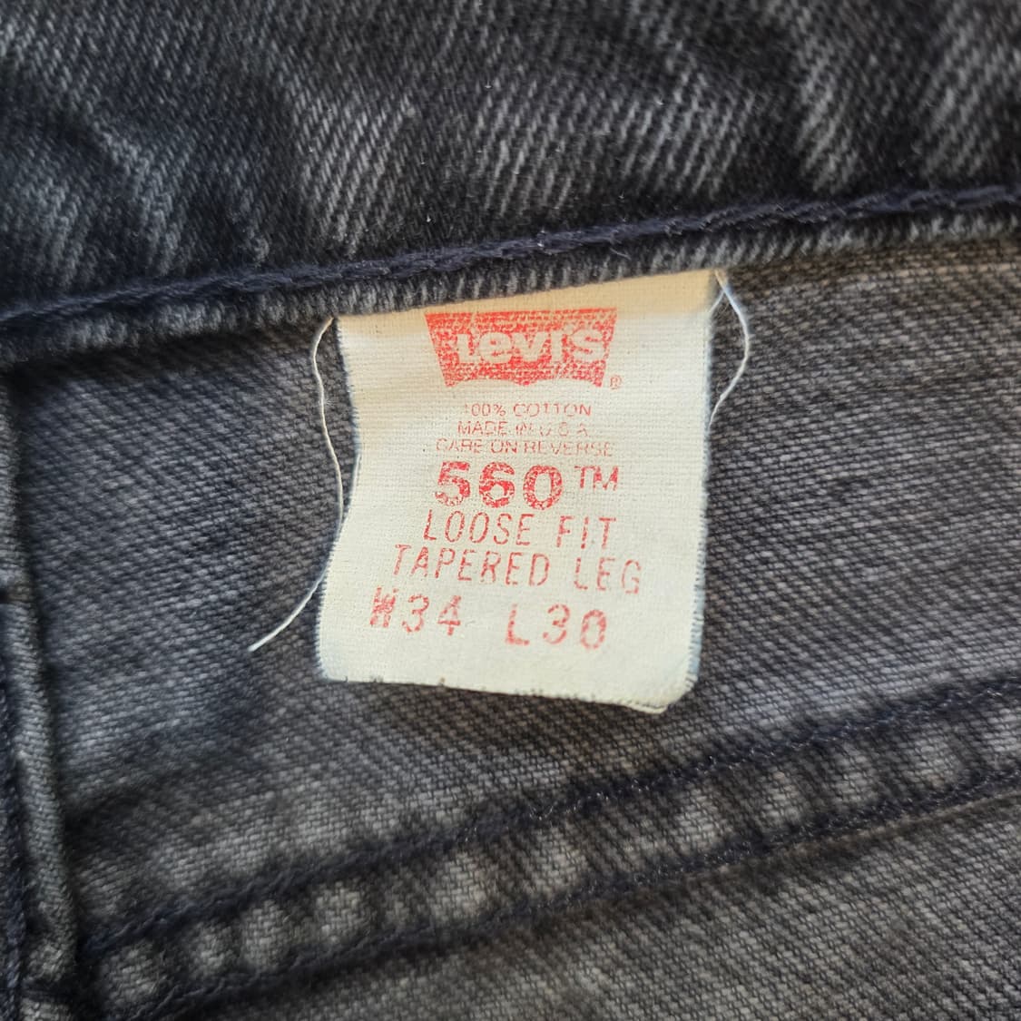 [W34L30]90s USA 리바이스 560 루즈테이퍼드핏 블랙 데님팬츠 상품이미지4