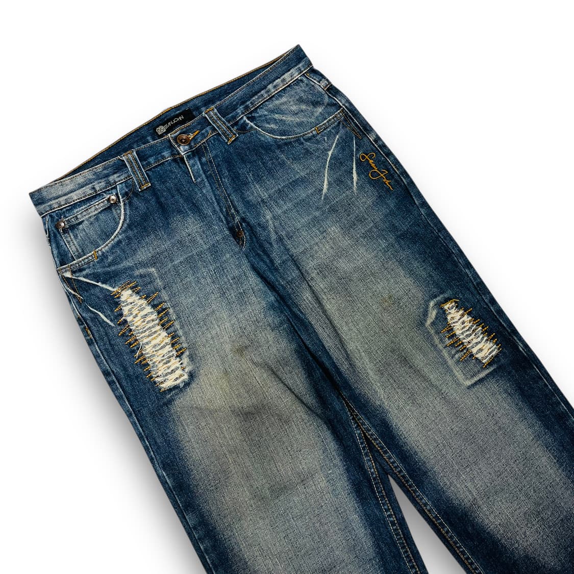 션 존 디스트로이드 워시드 빈티지 데님 팬츠 상품이미지2