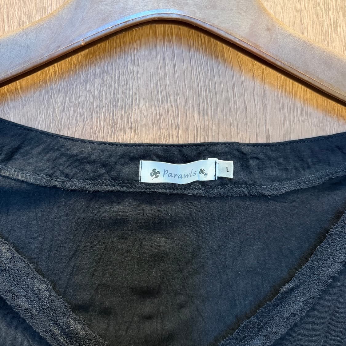 빈티지 롱슬리브 티셔츠 레이스 트리밍 디테일 슬림핏 블랙 상품이미지5