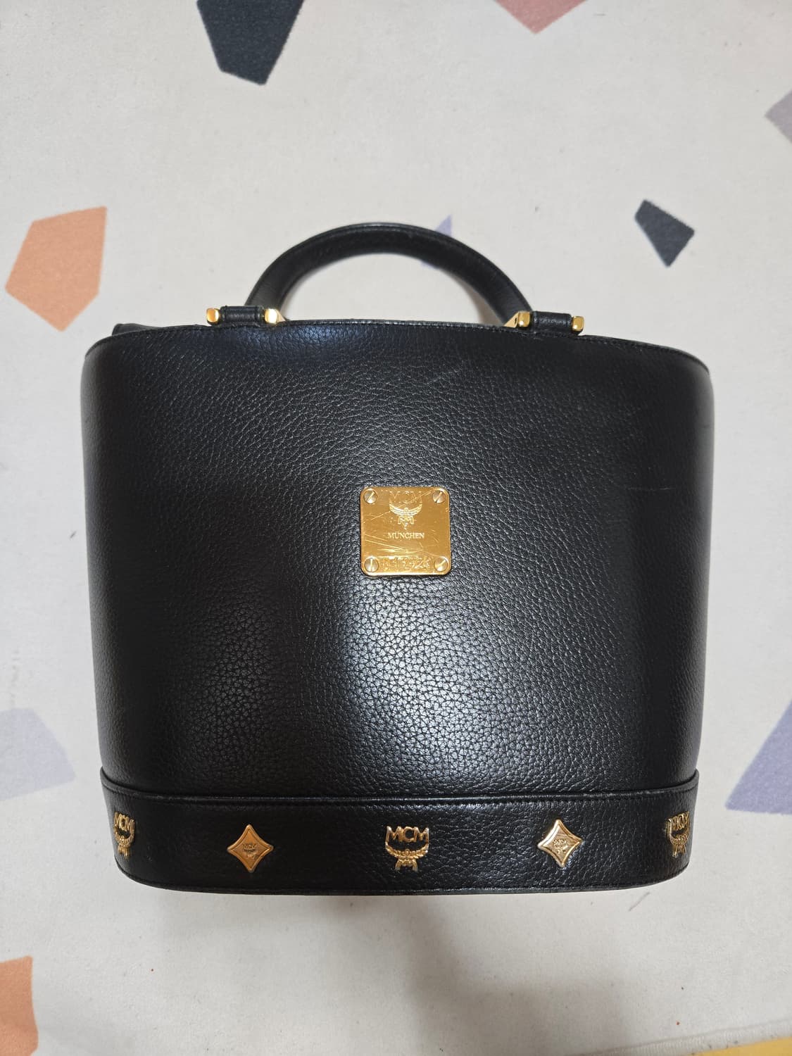 MCM 블랙 가죽 버킷백 토트백 빈티지 상품이미지1
