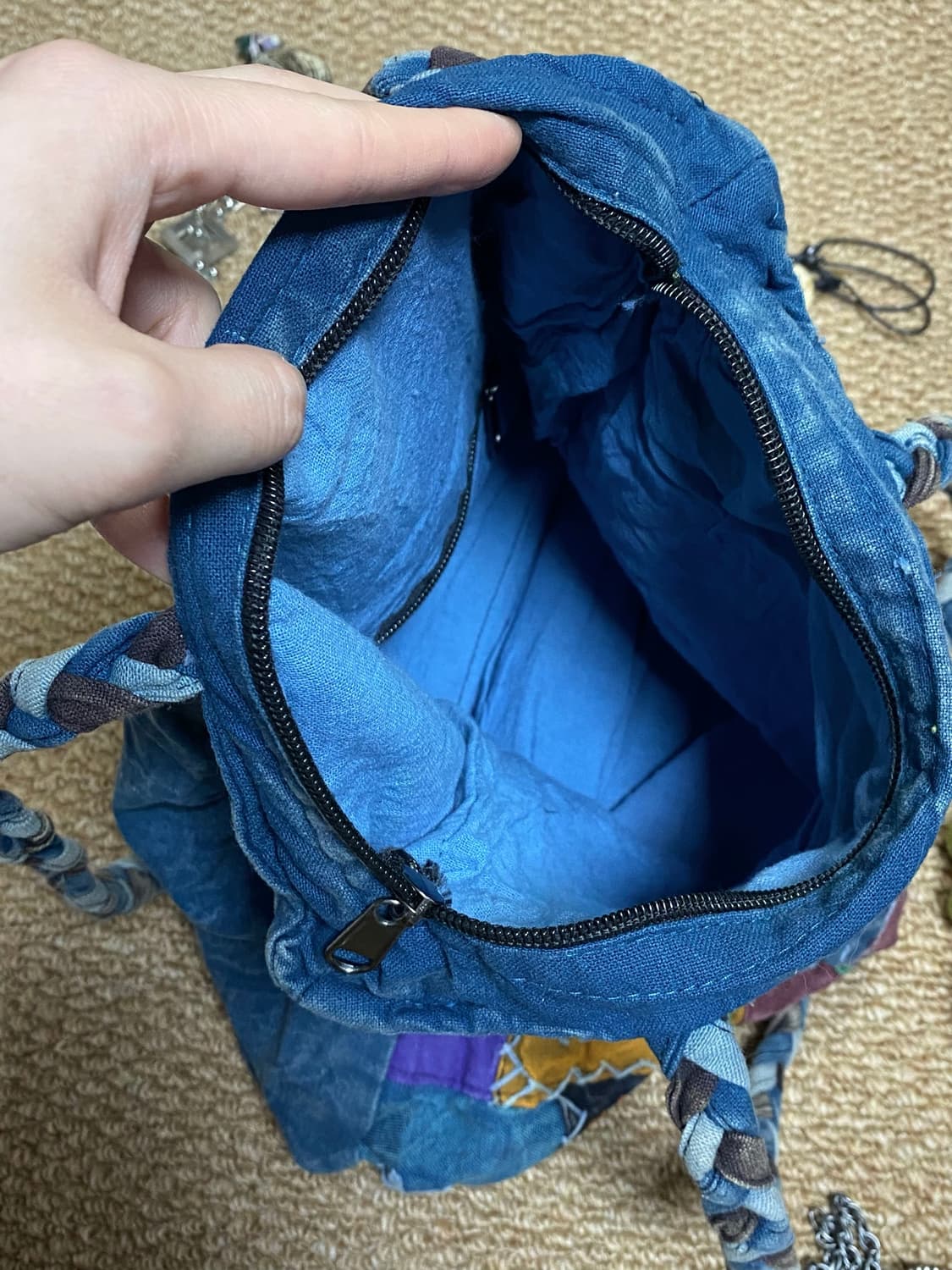 패치워크 가방 블루 (새상품) 빈티지 히피 모리 모리걸 상품이미지3