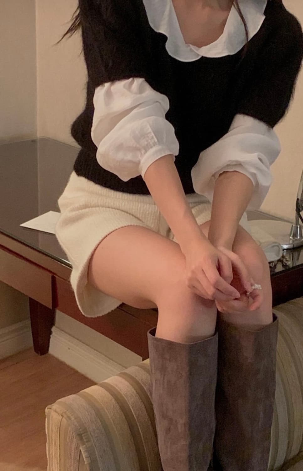 미엘 miel 트링 알파카 헤어리 반팔니트 상품이미지4