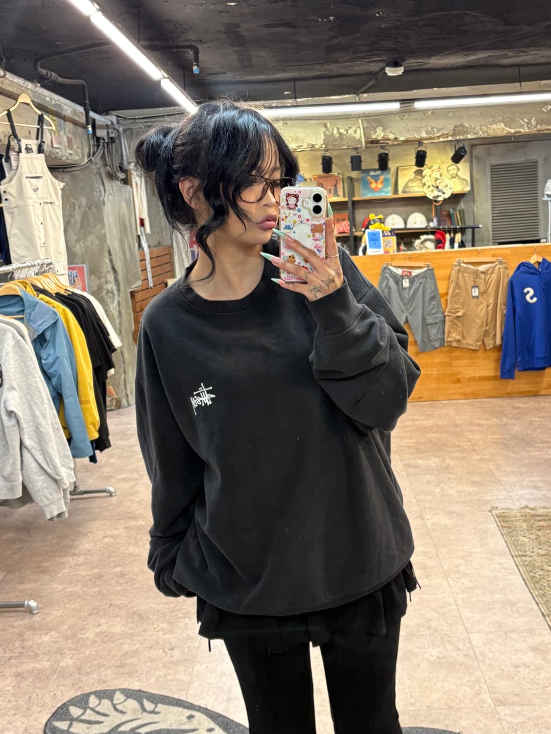 스투시 블랙 맨투맨 #csz4241 상품이미지4